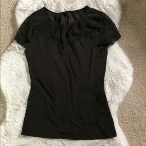 Olive top with sheer accents